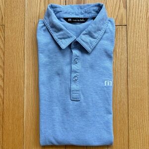 Travis Mathew Men’s Short Sleeve Performance Polo Shirt Medium Light Blue White